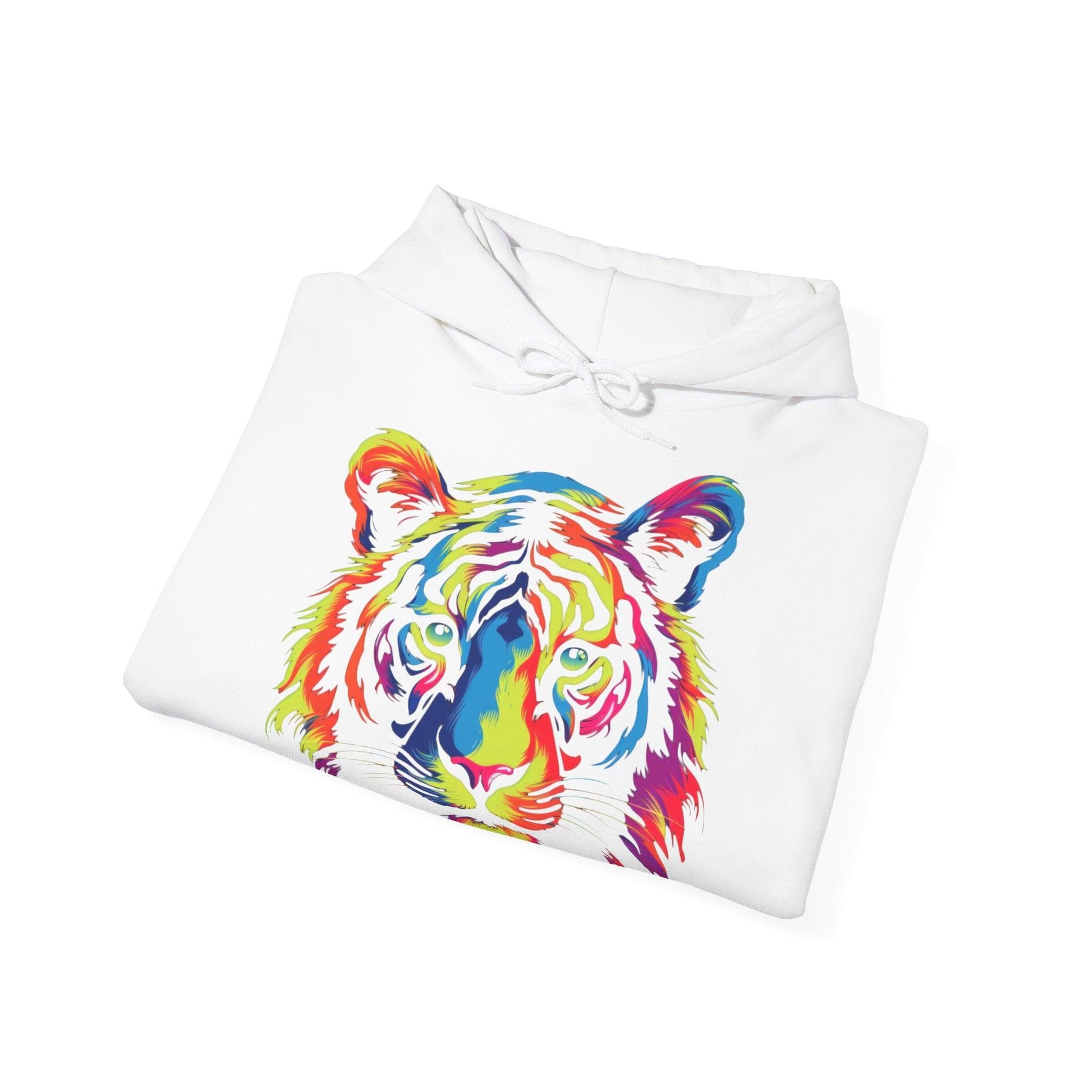 Colorful Modern Rainbow Tiger on Gildan Heavy Blend blend hooded - MAK SHOP 