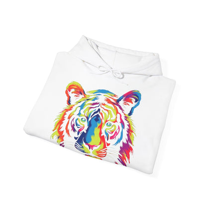 Colorful Modern Rainbow Tiger on Gildan Heavy Blend blend hooded - MAK SHOP 